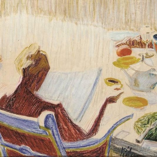 Bridget Riley, Woman at Tea-table