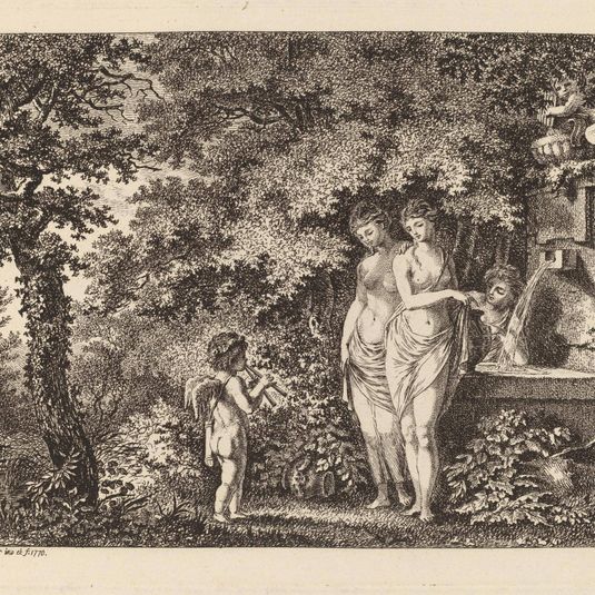Eros with Three Girls at a Fountain