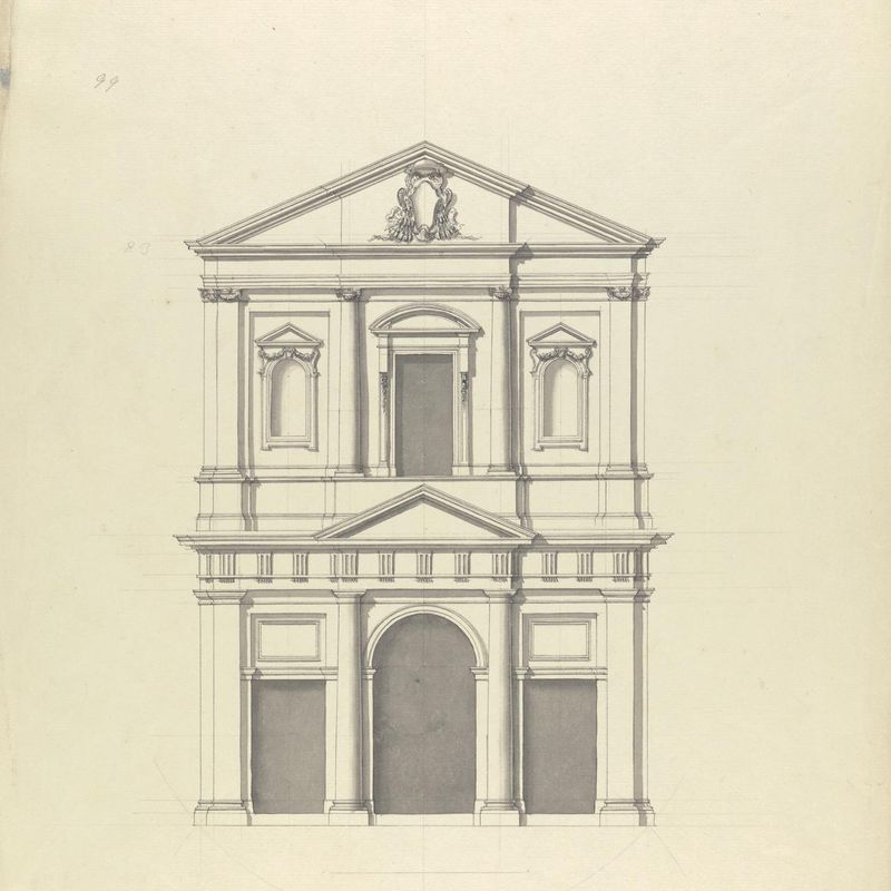 Facade of a Baroque Church, Probably the Facade that Bernini Added to Pichetti's Chiesa da le Barberine in Rome in 1639