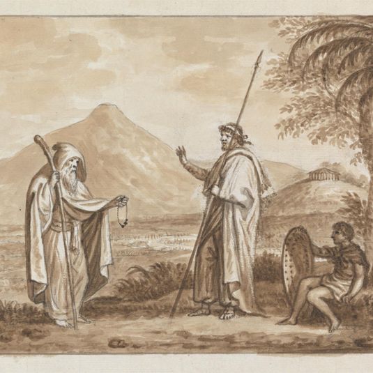 Old Man, Warrior and Boy in a Classical Landscape