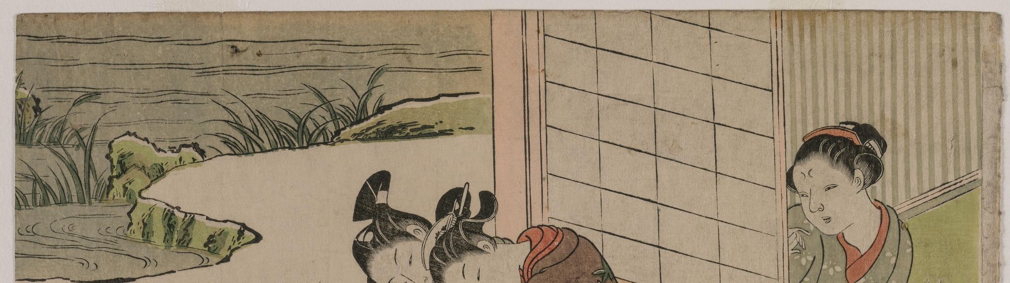 Woman Watching Young Couple Embrace on a Veranda