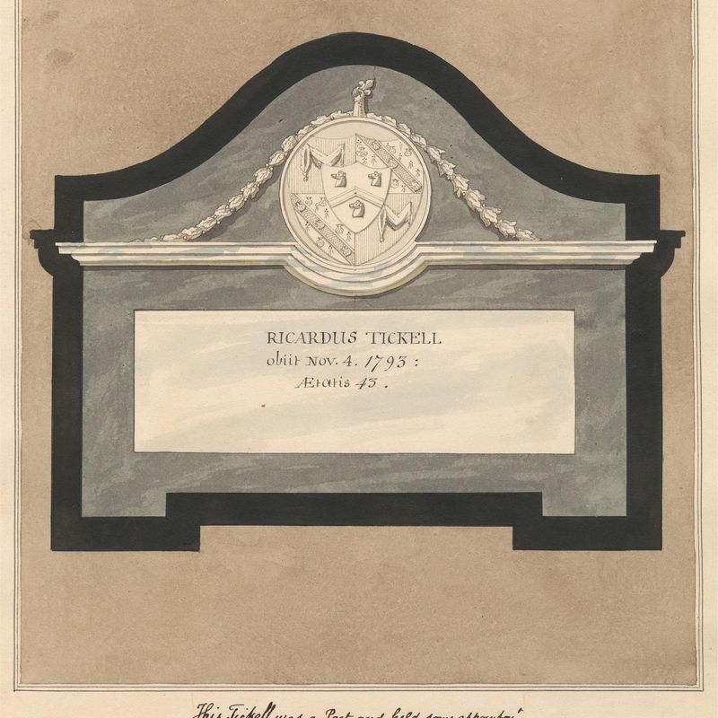 Memorial to a Poet, Richard Tickell from Hampton Church