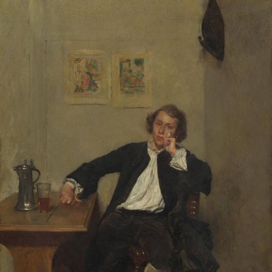 A Man in Black smoking a Pipe