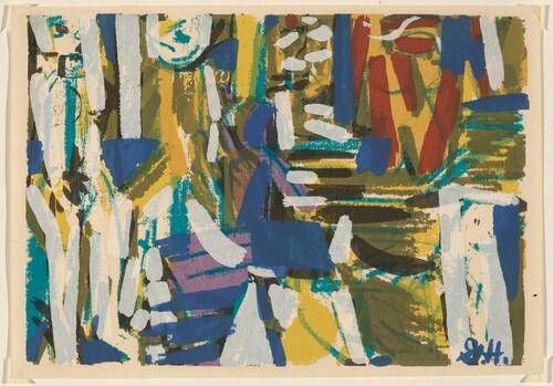 Untitled (Abstraction in blue, white, red)