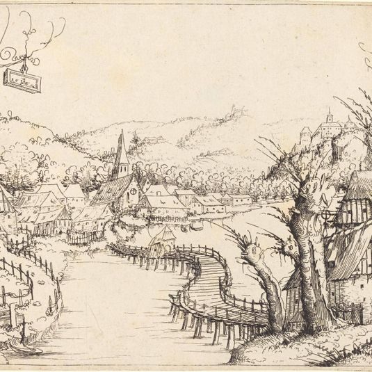 River Landscape with Wooden Bridge