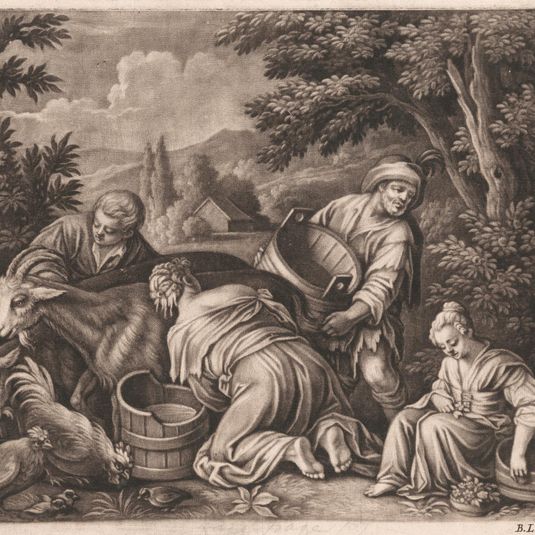 Farm with a Woman Milking a Goat