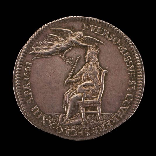 King Charles II Enthroned, being Crowned by Peace [reverse]