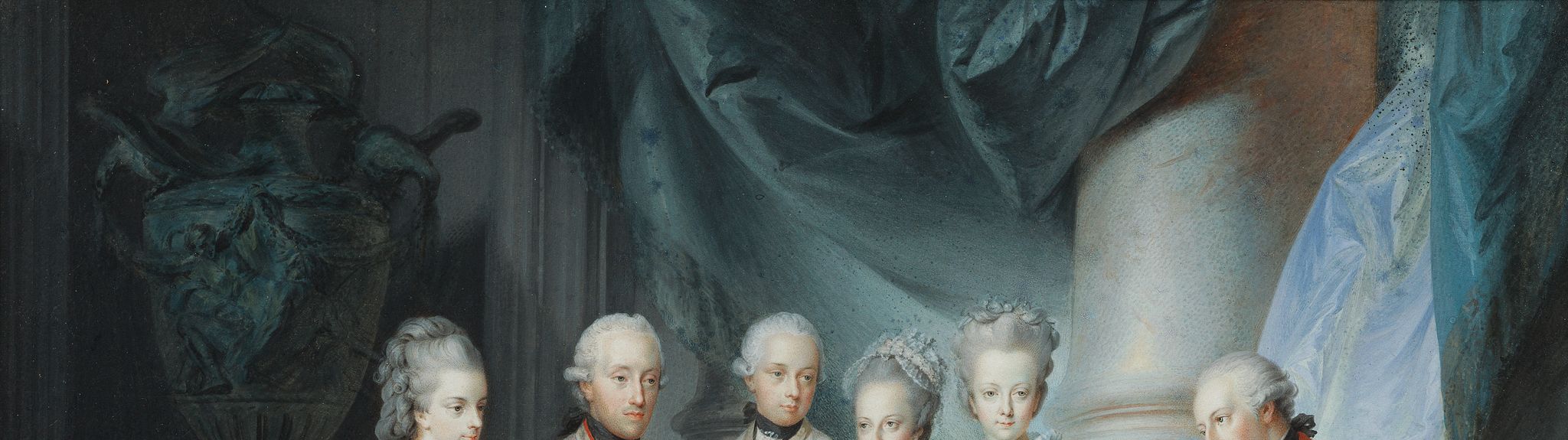 Erzherzogin Marie Christine und Herzog Albert von Sachsen Teschen präsentieren der Familie Bilder von den Verwandten in Italien