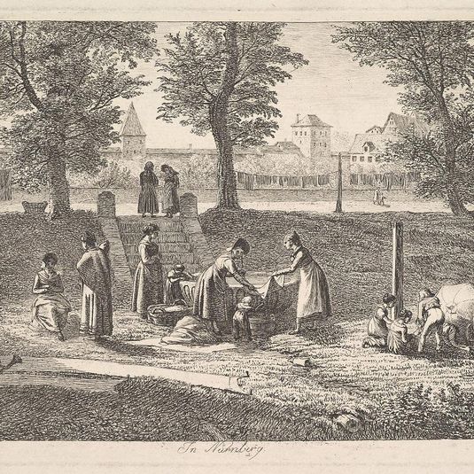 Outdoor Scene of Women in Domestic Activities in Nurnberg,