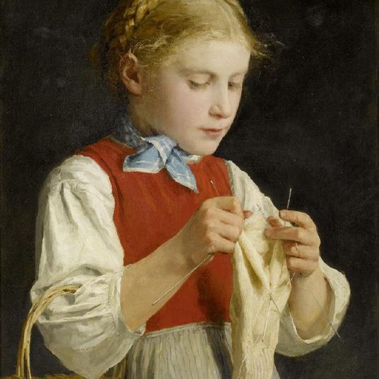 Young Girl Knitting