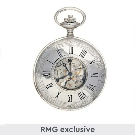 Royal Observatory Greenwich Chrome Half Hunter Pocket Watch Royal Museums Greenwich