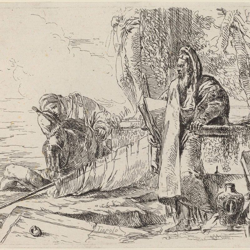 Standing Philosopher and Two Other Figures