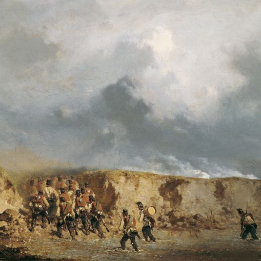 Austrian Soldiers Crossing a Ford