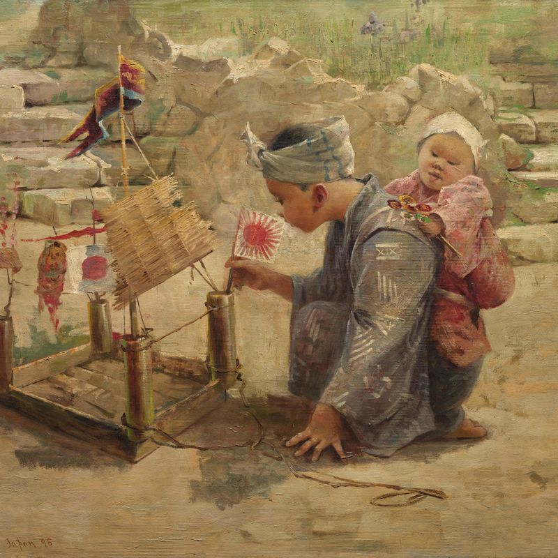 Japanese Boy Building a Man-of-War