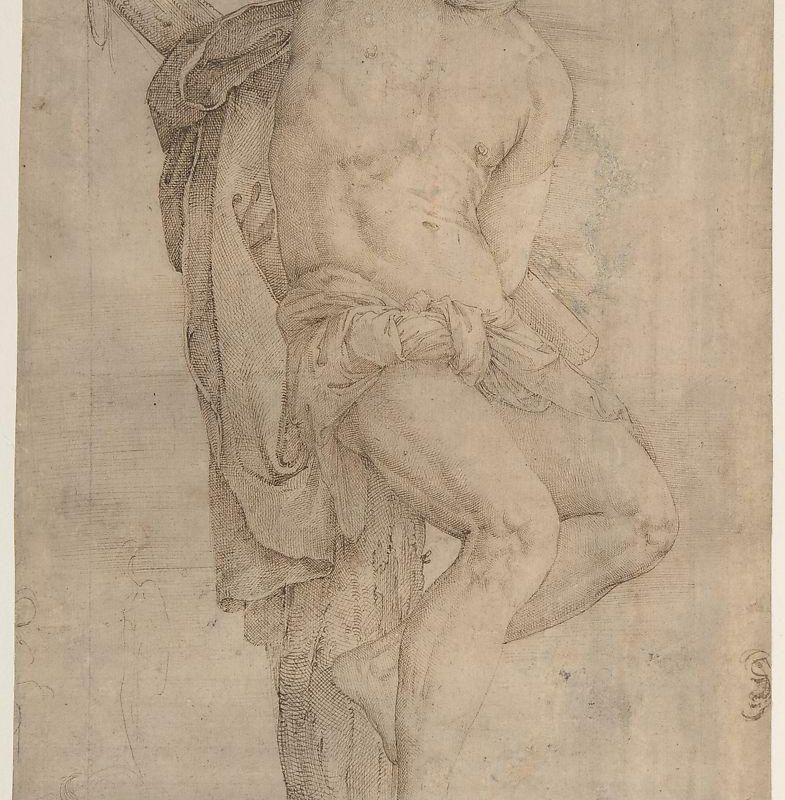 The Unrepentant Thief on the Cross, Study of a Child's Head at Lower Left, and of an Ear at Lower Right Border