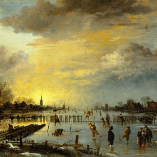 Winter landscape at sunset