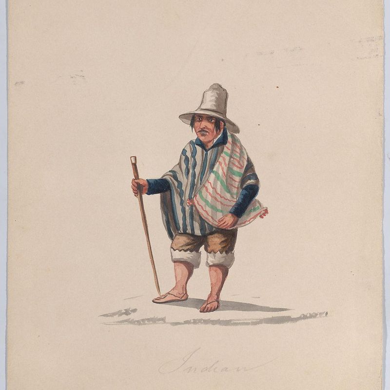 A Peruvian man, from a group of drawings depicting Peruvian costume