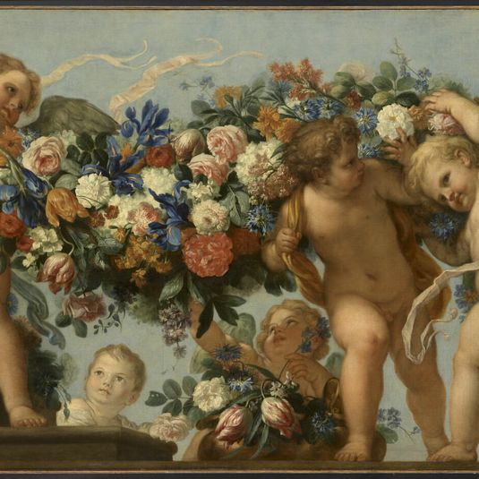 Loves and garland of flowers