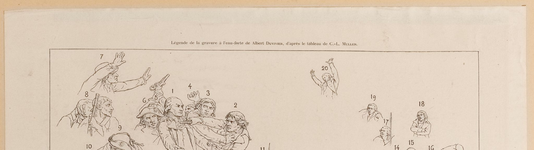 Légende de la gravure à l'eau-forte de Albert Duvivier, d'après le tableau de C.-L. Muller.