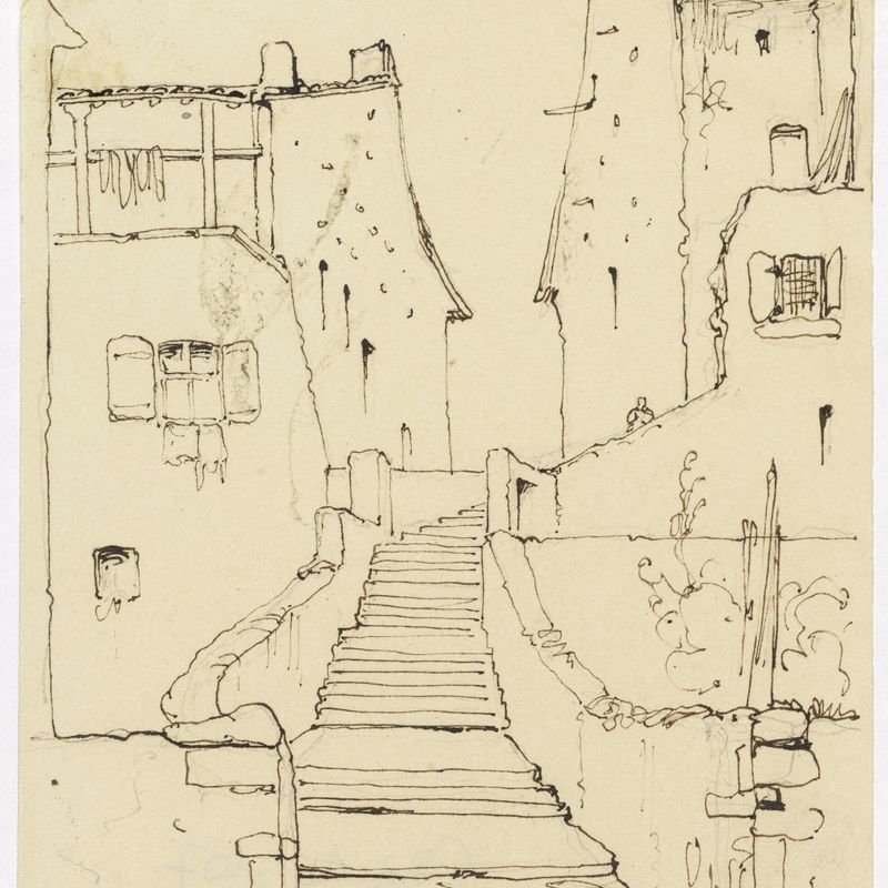 Vue de l'escalier menant au village de Blamont
