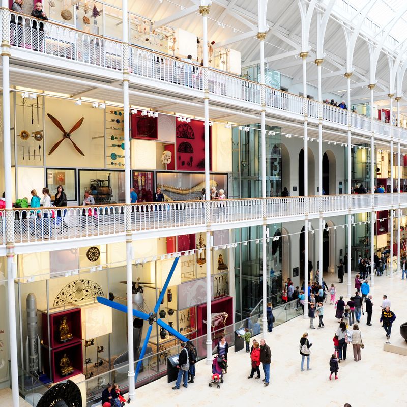 Interior of the Grand Gallery at National Museum of Scotland.