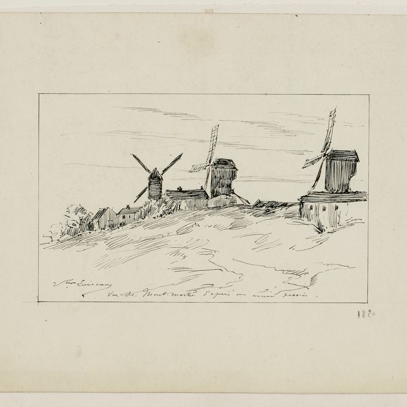Les moulins de Montmartre, 1820, d'après un ancien dessin.