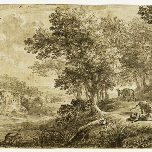 Paysage avec le prophète désobéissant tué par le lion (Lugt 73)
