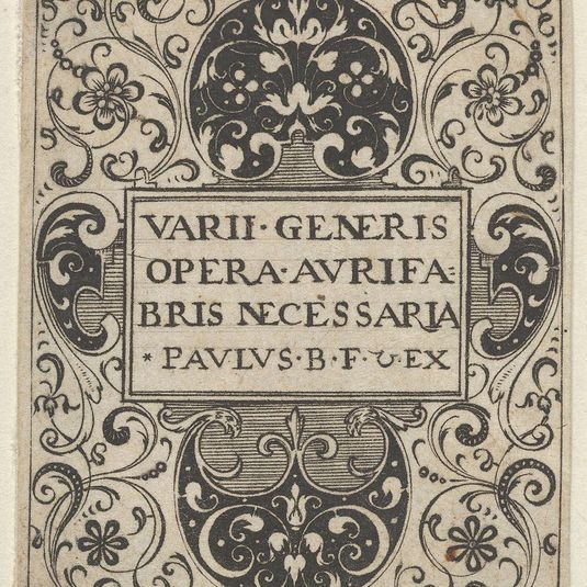 Title Page, from Varii Generis Opera Aurifabris Necessaria