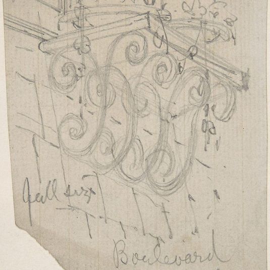Curved Metal Brackets Supporting a Shelf outside a Window, Boulevard de la Madeleine