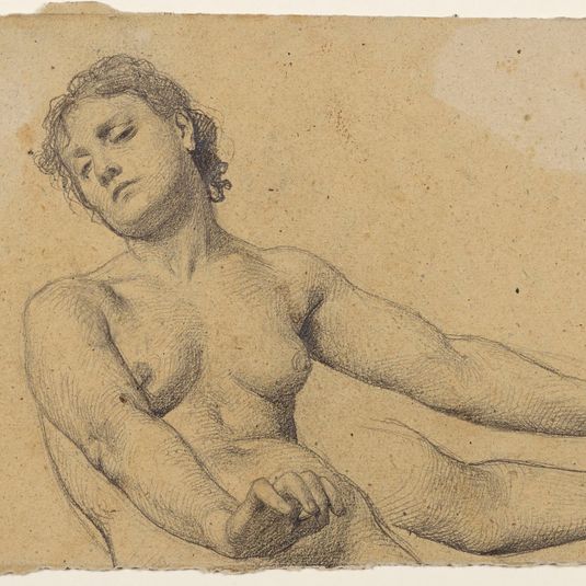 Etude d'un buste de femme nue le bras allongé et étude de bras