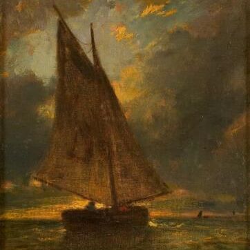 Vissersboot op zee (zeegezicht bij Honfleur)