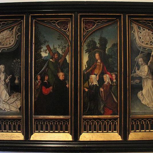 The Annunciate Virgin, Saint Andrew with a Donor and His Sons, Saint Catherine of Alexandria with a Donor and Her Daughters, and the Annunciate Angel