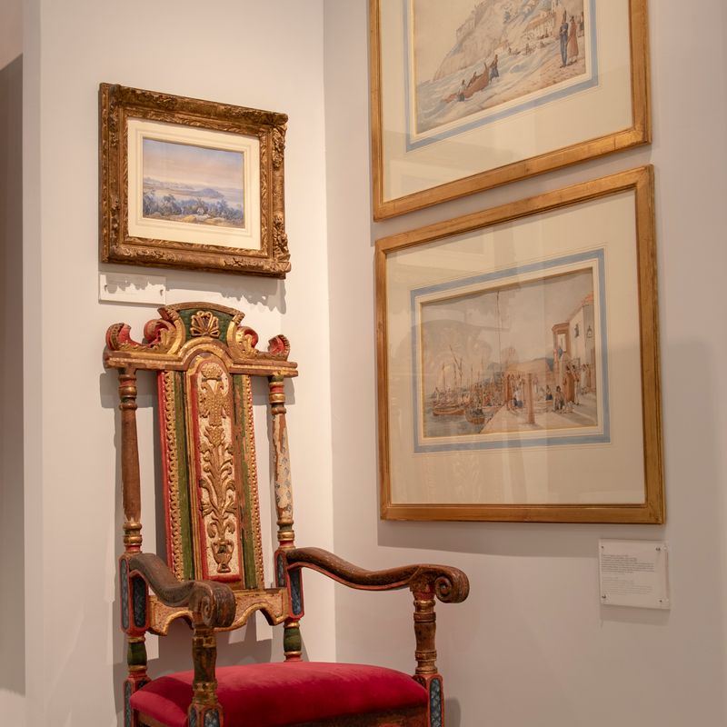 Armchair and paintings