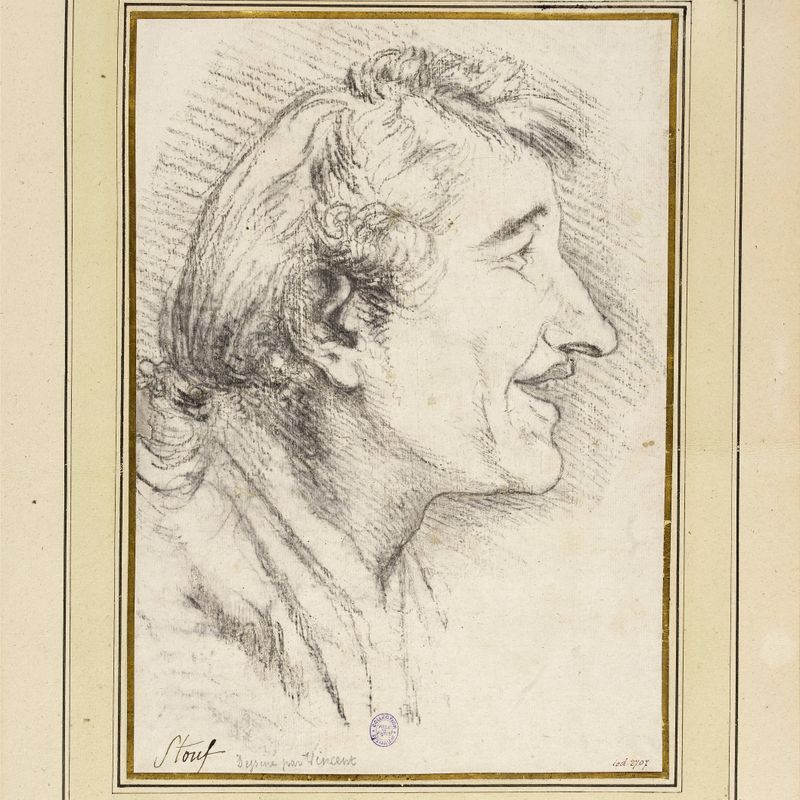 Portrait charge de Jean Baptiste Stouf, sculpteur et membre de l'Institut.