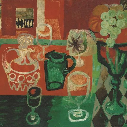 Mary Fedden, Orange and Green Still Life
