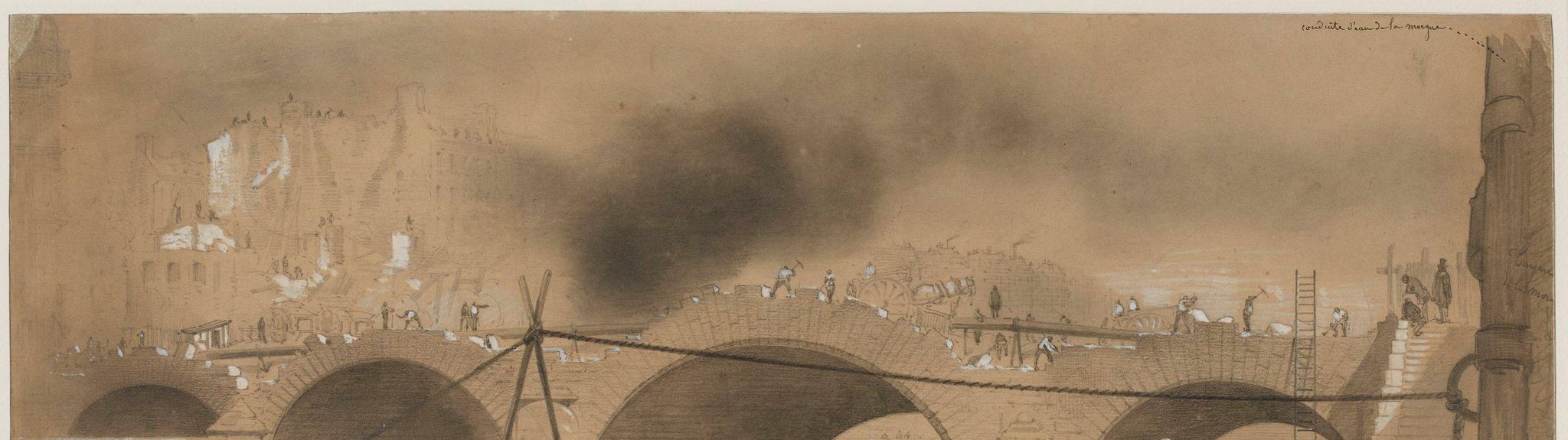 Démolition du Pont Saint-Michel, 6ème arrondissement, Paris.