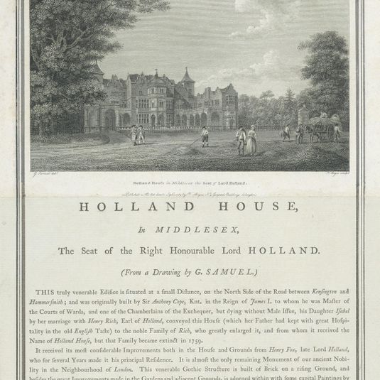 Holland House in Middlesex, the seat of Lord Holland