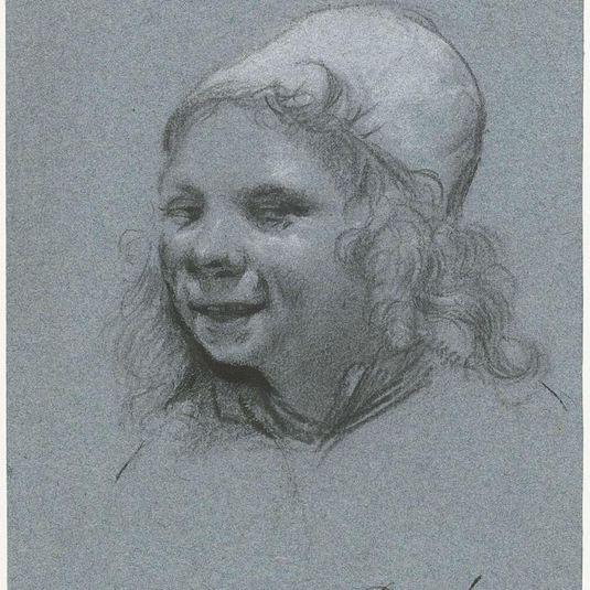 Smiling Self-portrait, from the Side
