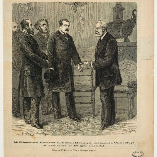 M.Clemenceau, Président du Conseil Municipal, annonçant à Victor Hugo sa nomination de Délégué sénatorial.