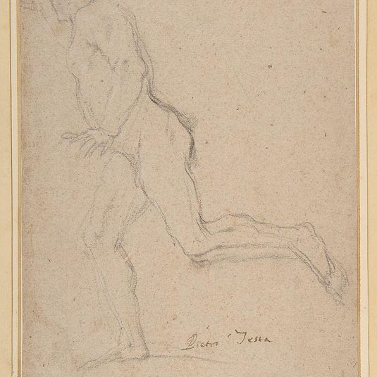 Nude Youth Running (recto); Standing Draped Old Man with Left Hand Upraised (verso)