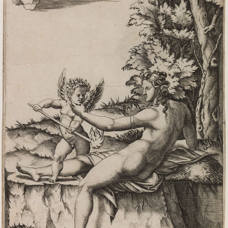 Vénus et l'Amour d'après Jules Romain (Bartsch 318 - Bartsch illustré tome 26 (volume 14, 1ère partie), page 320)