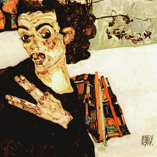Self-Portrait with Black Vase and Spread Fingers