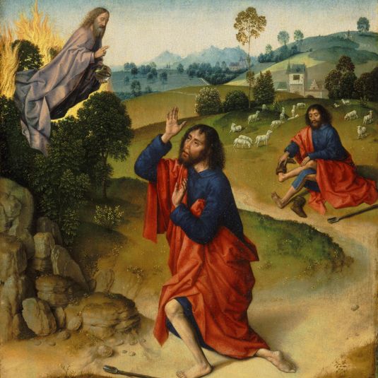 Moses and the Burning Bush, with Moses Removing His Shoes