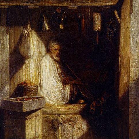 Turkish Merchant Smoking in His Shop