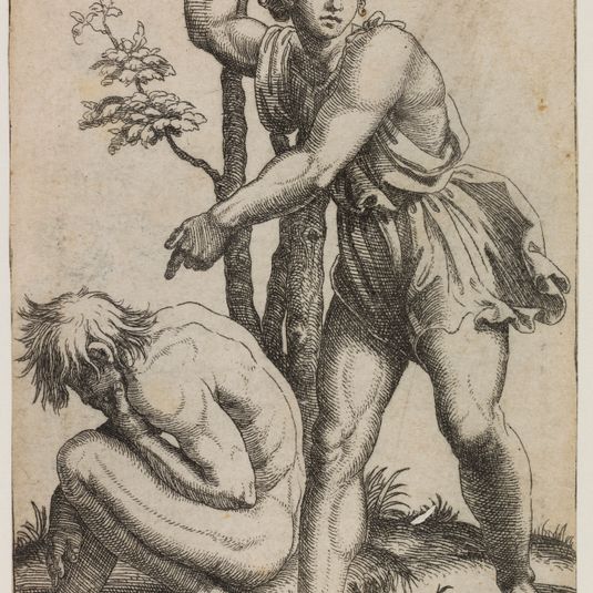 L'Homme frappé avec la queue de renard d'après Francesco Francia (?) (Bartsch 372 - Bartsch illustré tome 27 (volume 14, 2ème partie), page 63)