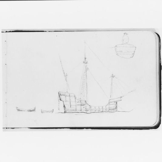 Sketch of a Caravel; Figure in a Boat (from Sketchbook)