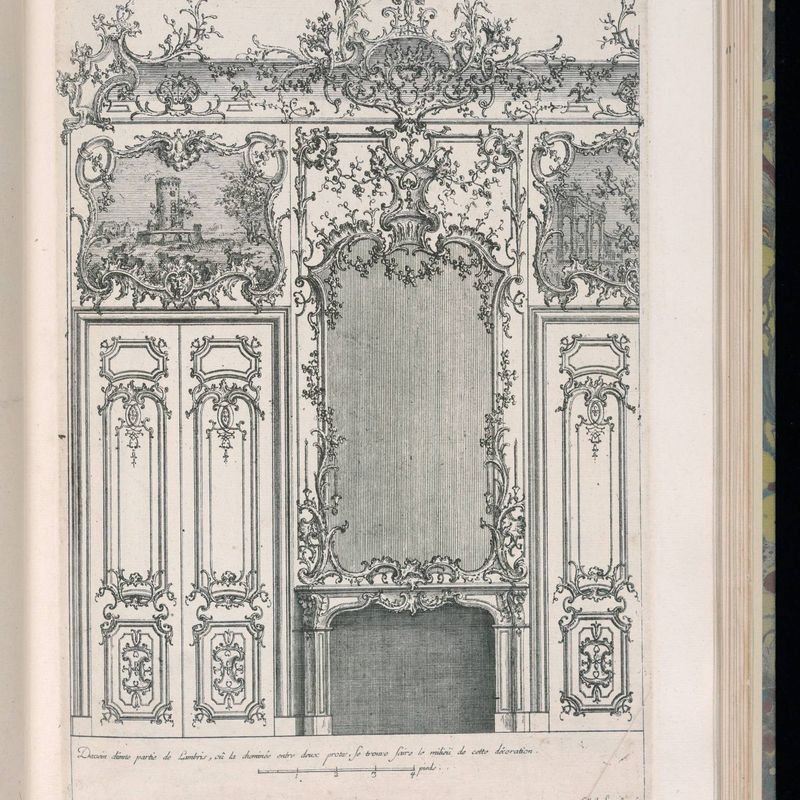 Wall with Chimneypiece and Mirror, Livre de Lambris (Book of Wainscoting)