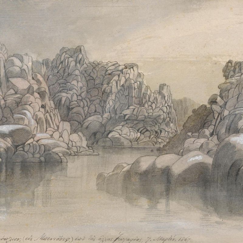 River pass between semi barren rock cliffs