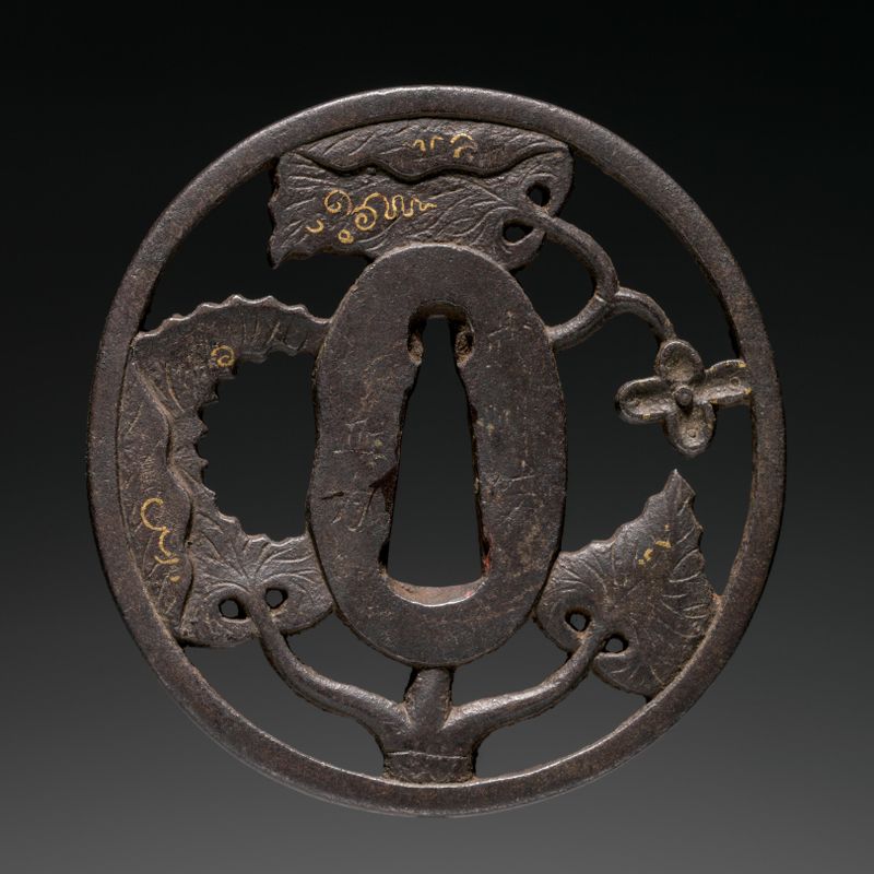 Sword Guard (Tsuba) with Flowering Vine
