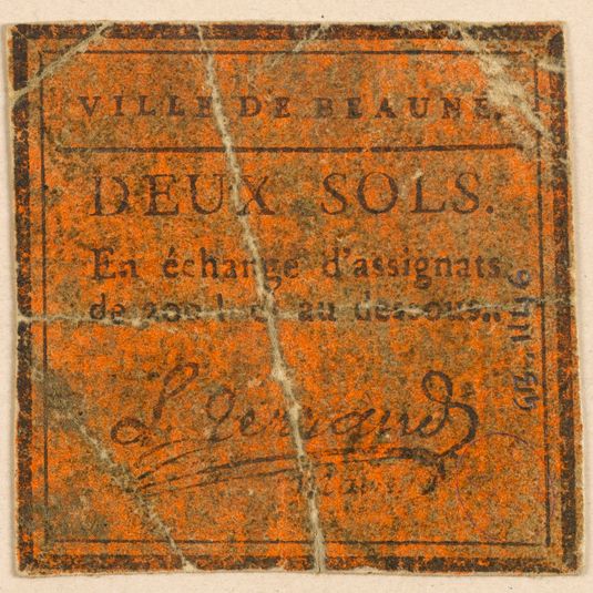 Billet de 2 sols, ville de Beaune